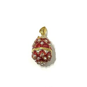 Gold Tone Enamel CZ Faberge Egg Style Charm
